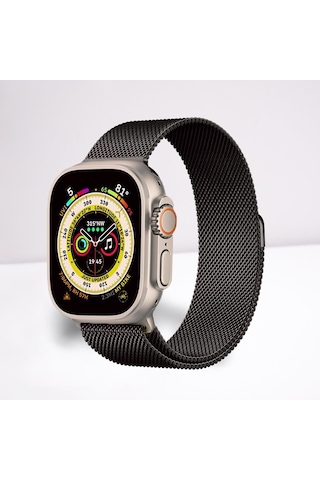 Apple Uyumlu  Watch Milano Seri 42,44,45,49mm, 1/2/3/4/5/6/se/7/8/ultra Metal Akıllı Saat Kordon Ve Kayışı Siyah