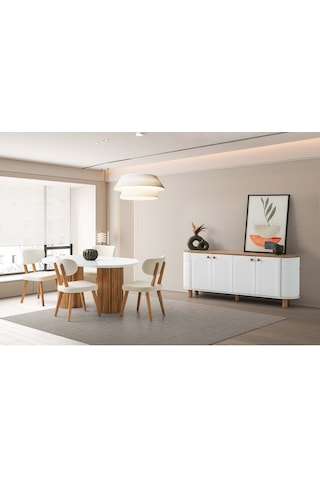 Beyaz / Meşe Bohem Konsol Beyaz