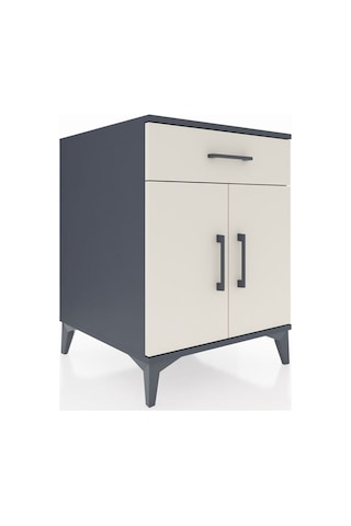 Kronos Komodin Tek Raflı Tek Çekmeceli 2 Kapaklı 60x59x80 Antrasit-aytaşı Antrasit