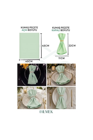 Kumaş Peçete 50'li Paket Peçete Halka Hediyeli Tam 100 Parça Açık Mint Açık Mint