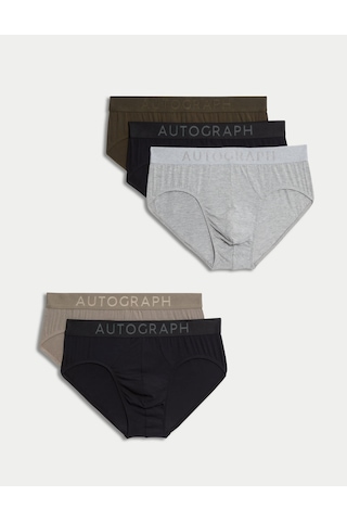 Marks & Spencer 5'li Modal Streç 360 Flex Briefs T14006131a Siyah Mix