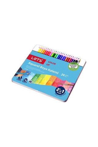 Lets 24 Renk Aquarel Kuru Boya Metal Kutu