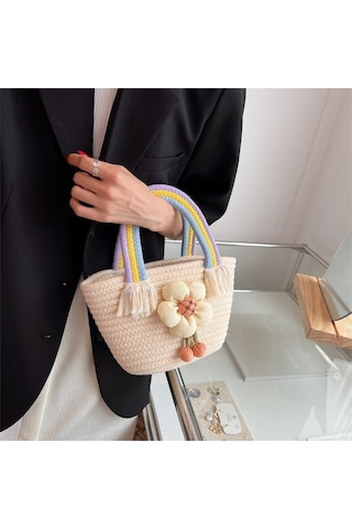 Saman Trendi Küçük Taze Çiçekli Çanta Moda Çanta-beyaz Kapalı Beyaz