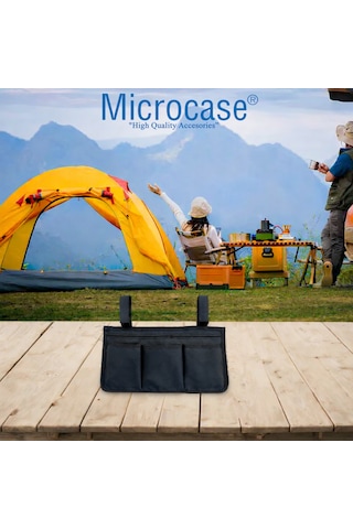 Microcase Kamp Sandalyesi Koltuk Sandalye Vb İçin Yan Cepli Organizer Al5553 Siyah