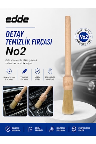 Edde Araba Araç Oto Yıkama At Kılı Detay Fırçası Detailing Fırçası Detaylı Temizlik Fırçası No:2 1