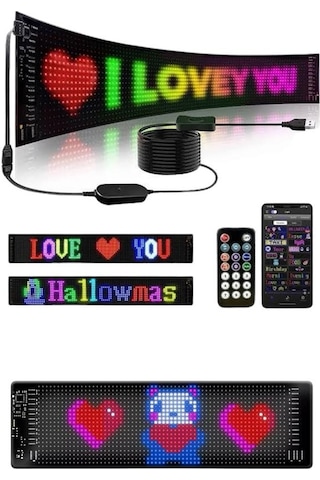 Sptmgldı Matrix Led Cama Yapışan Telefon Kontrollü Panel Dijital Ekran Kumandalı Renk