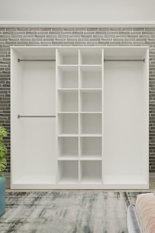 Gm 081 Favorite 6 Kapılı Aynalı Beyaz Siyah Kulplu Gardırop