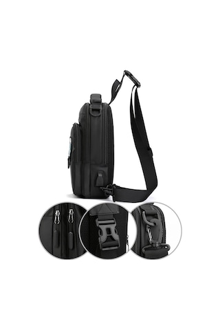 Haoshuai 1100-17 Usb Şarj Portlu Erkek Crossbody Göğüs Çantası 001