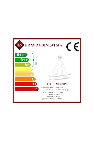 Eray Aydınlatma 2005-2 Beyaz Elips Led Avize