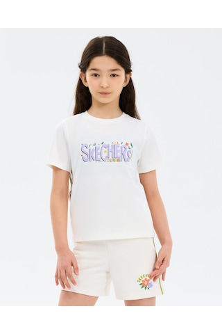 Skechers G Graphic Tee Regular T-shirt Büyük Kız Çocuk Beyaz Tshirt Sk2610023-3855 Beyaz