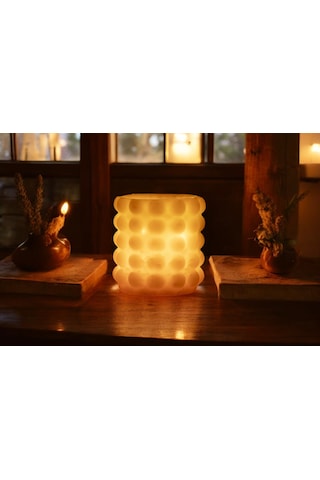 Fener Mum Bubble Short Krem Kavun Kokulu Dekoratif Mum