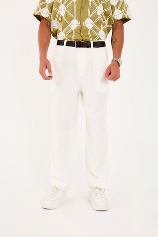 Rocqerx R-4419 Fermuarlı Baggy Pantolon Beyaz