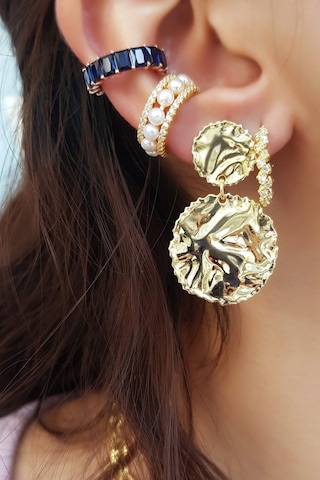 MorMajor Silver Ithal Lacivert Kare Baget Taşlı Gümüş Kıkırdak Küpe-4945