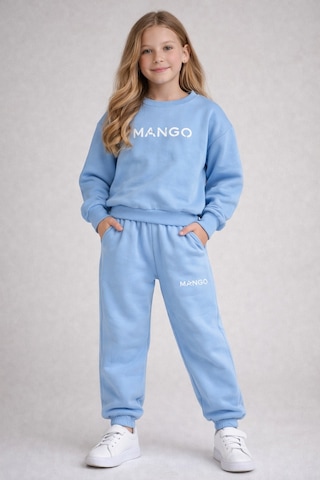 Noble Kids Kız Çocuk Logo Baskılı Hafif Şardonlu Eşofman Takım Mavi