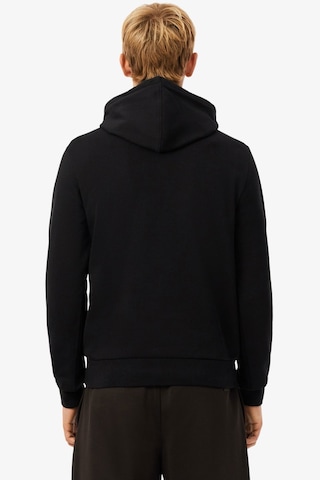 Lacoste Men's Classic Fit Colour-block Fleece Hoodie Organik Pamuk Renk Bloklu Kapüşonlu Yaka Sweatshirt Siyah
