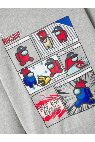 Name It Among Us Baskılı Kapüşonlu Sweatshirt-erkek Çocuk-günlük Gri