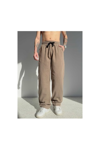 Zaee Keten Baggy Pantolon Koyu Kahverengi