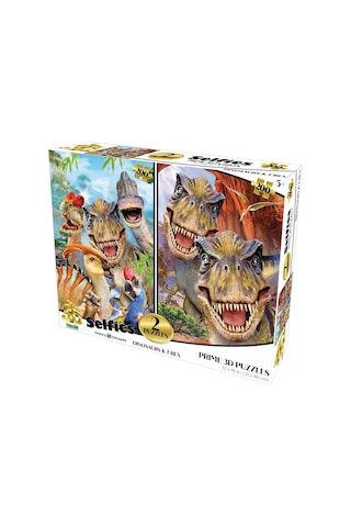 Prime 3d Dinozorlar Ve T-rex Selfie İkili Puzzle 200 Parça 10235