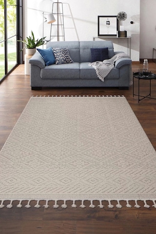 Otantik Modern Salon Ve Oturma Odası Halısı - Krem Bej Krem