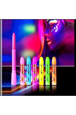 Vıp Glow In The Dark Under Uv Light 6 Adet Glow Neon Fosfor Boya Uv Mor Işıkta Parlayan Vücut Boyası Renkli