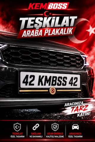 Teşkilat Araba Plakalık Tekli - Universal Oto Plakalık Dayanıklı Araç Plaka Çerçevesi Özel Tasarım