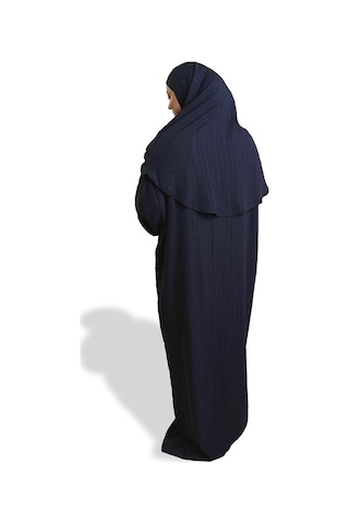 2 Parça Namaz Elbisesi Dokuma Kendinden Desenli 2502 02 Lacivert