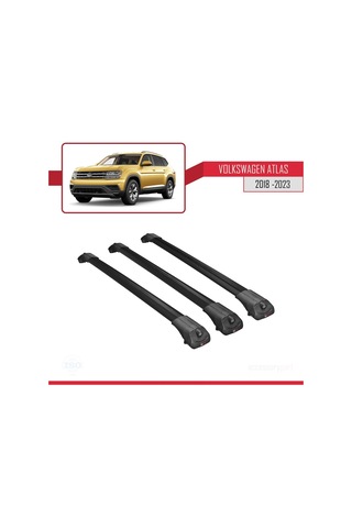 Volkswagen Atlas 2018-2023 İle Uyumlu Ace-1 Ara Atkı Tavan Barı Siyah 3 Adet Bar