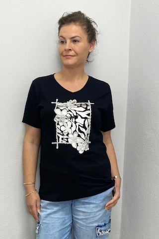 Kadın Siyah Gümüş Baskılı Tshirt Siyah Kadın Siyah Gümüş Baskılı Tshirt Siyah