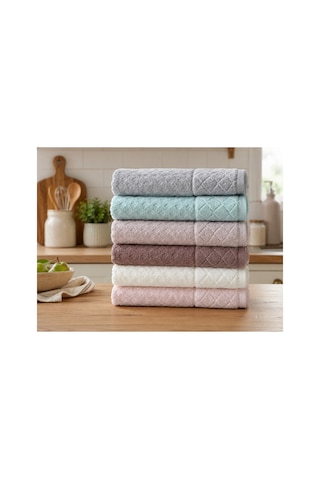 Kristal Desenli Renkli Havlu 30x50 Cm 6'lı Set %100 Pamuk - Çok Renkli Kristal Desenli Renkli Havlu 30x50 Cm 6'lı Set %100 Pamuk - Çok Renkli