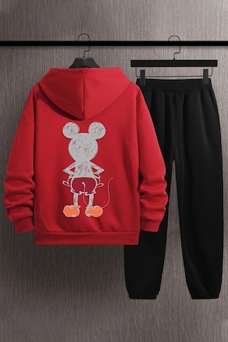 Mause Baskılı Eşofman Takımı Kırmızı