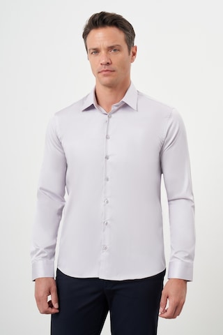 Morven Erkek Gri Pamuk Düz Desen Sert Yaka Slim Fit Gömlek 24mc004111100 Gri