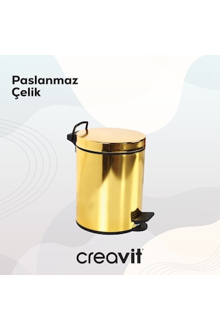 Creavit Çöp Kovası 5 Lt Pedallı Altın