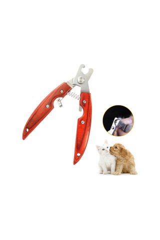 Geeksen Ahşap Saplı Ergonomik Evcil Hayvan Tırnak Kesici - Paslanmaz Çelik Bıçaklı, Kaymaz Tasarım, Güvenli Ve Kolay Kullanım
