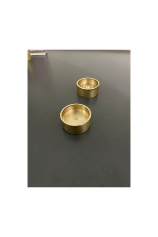 El Yapımı Som Pirinç Tealight Mumluk 2 Adet Gold
