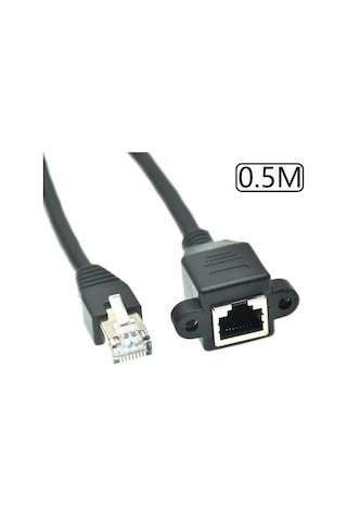 5077 Rj45 Dişi Erkek Uzatma 0.5M Panel Tipi Cat6 Montaj Kablosu