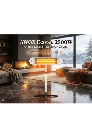 Awox Ecotec Infrared Beyaz 2500 W-ayaklı-duvar Monte Aparatlı-enerji Tasarruflu-geniş Alan Etkisi 1