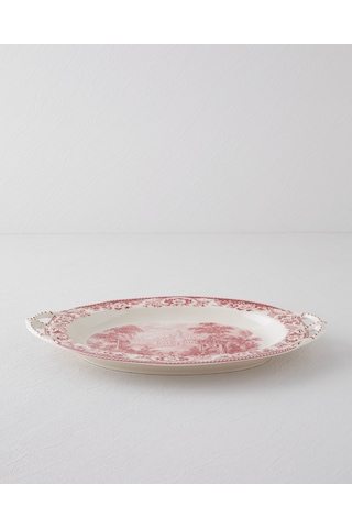 English Home Preston Stoneware Kayık Tabak 36 Cm Bordo Bordo