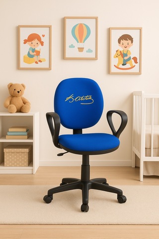 Atatürk Fb Taraftar Temalı Çocuk Çalışma Koltuğu Sarı Lacivert Tekerlekli Döner Ofis Ders Sandalyesi Lacivert