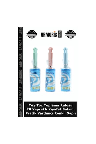 Tüy Toz Toplama Rulosu 20 Yapraklı Kıyafet Bakımı Pratik Yardımcı Renkli Saplı Çok Renkli