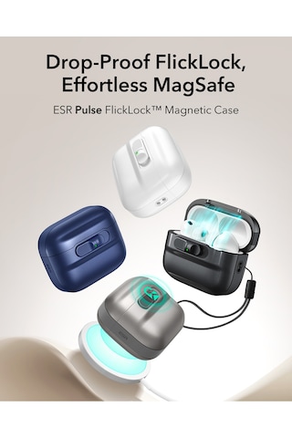 Apple AirPods Uyumlu Pro 3 2025 Pulse Flicklock Manyetik Kılıf Lacivert