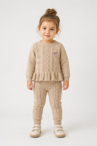 Babyhola 1-5 Yaş Kız Çocuk Triko Örme Takım 23216 Bej