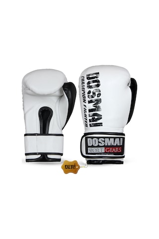 Dosmai Profesyonel Deri Boks Kick Boks Eldiveni Beyaz Siyah El347 Beyaz - Siyah