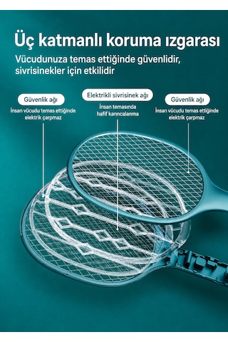 Usb Şarjlı Uv Işıklı Elektrikli Sivrisinek Öldürücü Raket Sinek Öldürücü Arı Sivri Sineksavar 1