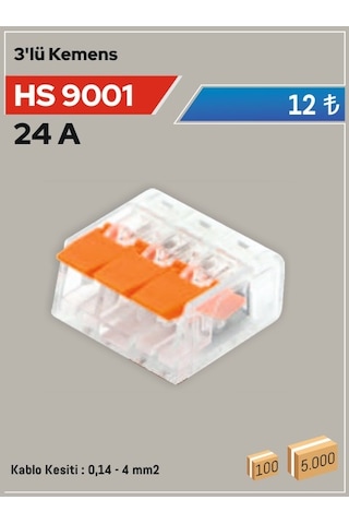 3'lü Klemens Hs 9001 10 Adet