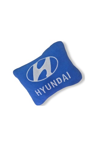 Hyundai Nakış Işlemeli Mavi Polar Ortopedik Araç Oto Koltuk Seyahat Boyun Yastık / 2'li Set Mavi