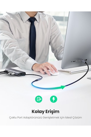 Ugreen Usb-c Erkek - Dişi Gen2 5a Örgülü Kablo 0.5 M, Siyah, 80810