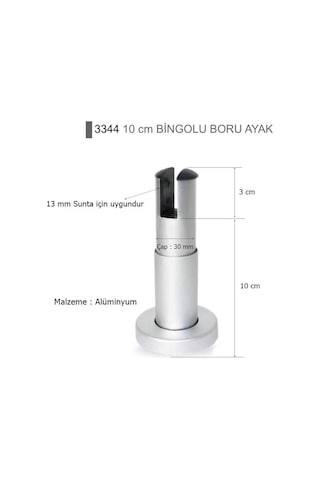Eymenyapimarket Islak Hacim Kompakt Kabin Bingolu Boru Ayak 10 Cm Alüminyum