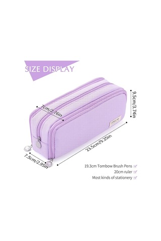 Okul Genç Kız Erkek İçin Büyük Kapasiteli Kalem Kutusu 3 Bölmeli Kese Kalem Çantası-mor