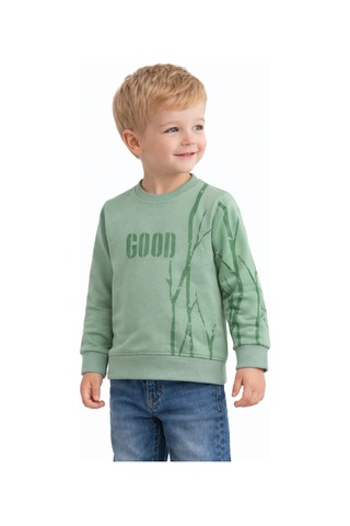 Baglan Erkek Çocuk Önü Arkası Baskılı Sweatshirt Bgl-st05240 Açık Yeşil