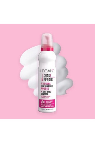 Shake N Repair 7/24 Kabaran Ve Bukleli Saçlara Özel Saç Bakım Köpüğü, 150 Mililitre, Vegan